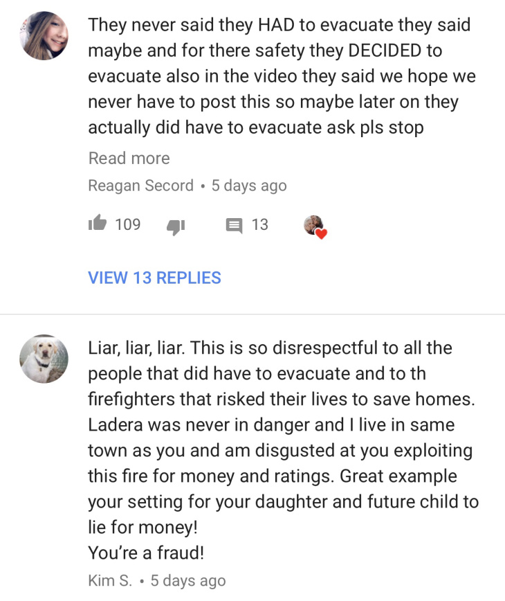 This Famous Youtube Family Got Flamed By Their Neighbors For Claiming To Evacuate From The Holy Fire Laist