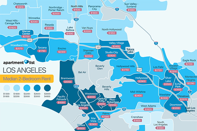 This Map Shows How Much It Costs To Rent An Apartment In L A By